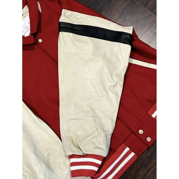 Vintage Budweiser Wool Leather Varsity Jacket Men Large NIP Red - Picture 10 of 10